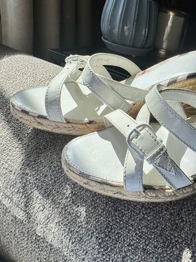 Burberry White Espadrille Wedge Sandals - Size EU 40